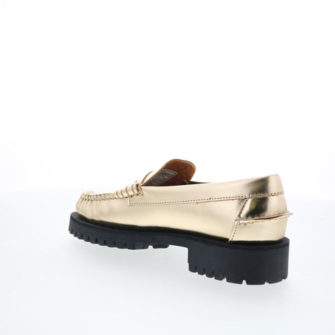 Sebago Dan Met Lug 761127W-989 Womens Gold Loafers & Slip Ons Penny Shoes
