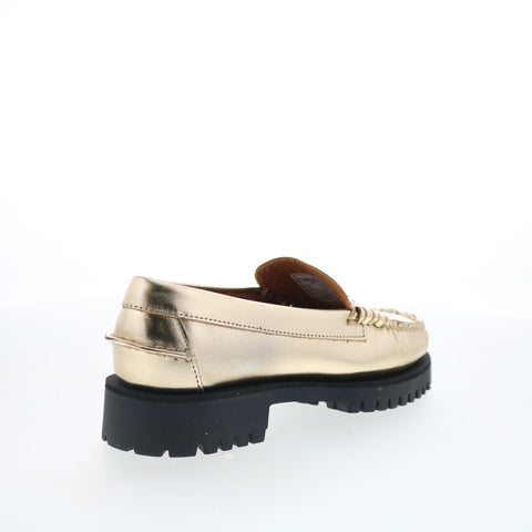 Sebago Dan Met Lug 761127W-989 Womens Gold Loafers & Slip Ons Penny Shoes