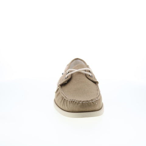 Sebago Portland Washed Canvas Mens Brown Canvas Loafers & Slip Ons Boat Shoes
