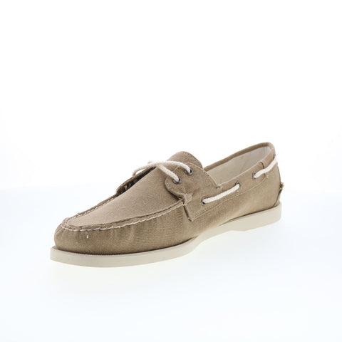 Sebago Portland Washed Canvas Mens Brown Canvas Loafers & Slip Ons Boat Shoes
