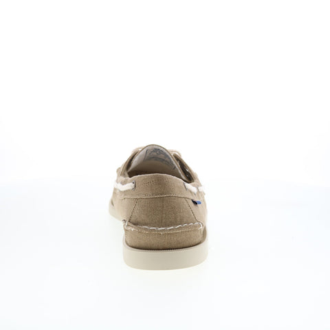 Sebago Portland Washed Canvas Mens Brown Canvas Loafers & Slip Ons Boat Shoes