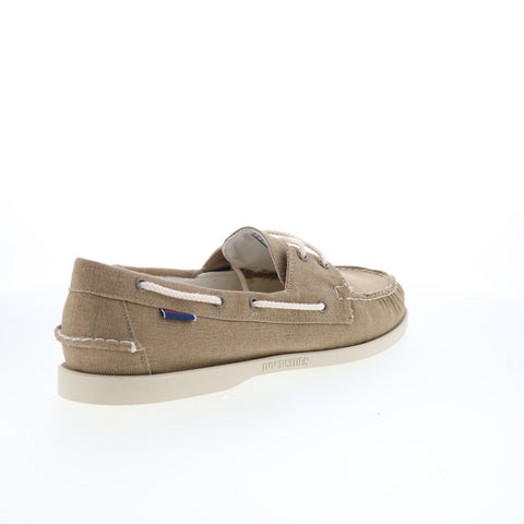 Sebago Portland Washed Canvas Mens Brown Canvas Loafers & Slip Ons Boat Shoes