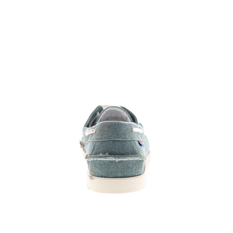 Sebago Portland Washed Canvas Mens Green Canvas Loafers & Slip Ons Boat Shoes