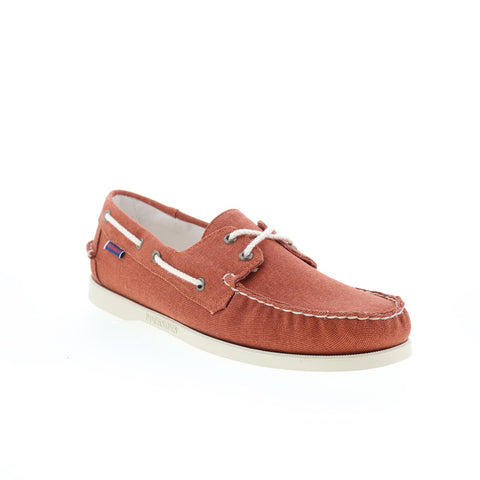 Sebago Portland Washed Canvas Mens Brown Canvas Loafers & Slip Ons Boat Shoes