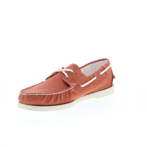 Sebago Portland Washed Canvas Mens Brown Canvas Loafers & Slip Ons Boat Shoes