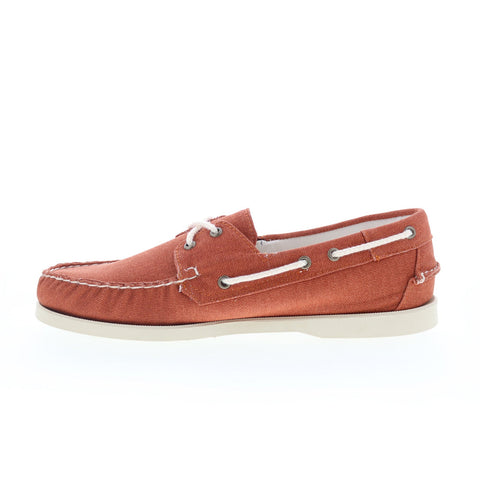 Sebago Portland Washed Canvas Mens Brown Canvas Loafers & Slip Ons Boat Shoes