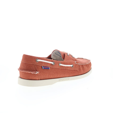 Sebago Portland Washed Canvas Mens Brown Canvas Loafers & Slip Ons Boat Shoes
