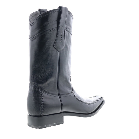 Los Altos Narrow Square Toe Teju Lizard Mens Black Wide Cowboy Western Boots