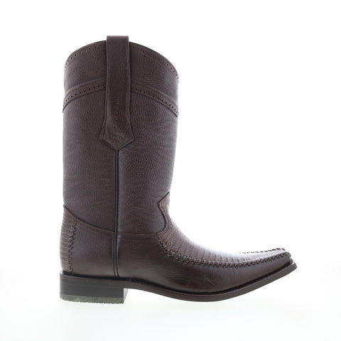 Los Altos Square Toe Lizard Teju 770707 Mens Brown Wide Cowboy Western Boots