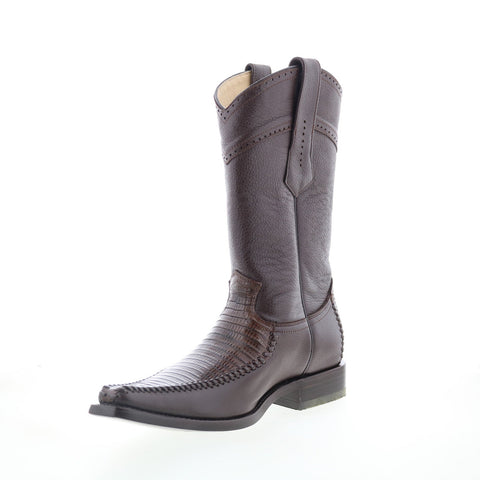 Los Altos Square Toe Lizard Teju 770707 Mens Brown Wide Cowboy Western Boots