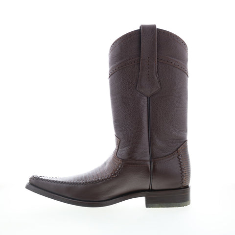 Los Altos Square Toe Lizard Teju 770707 Mens Brown Wide Cowboy Western Boots