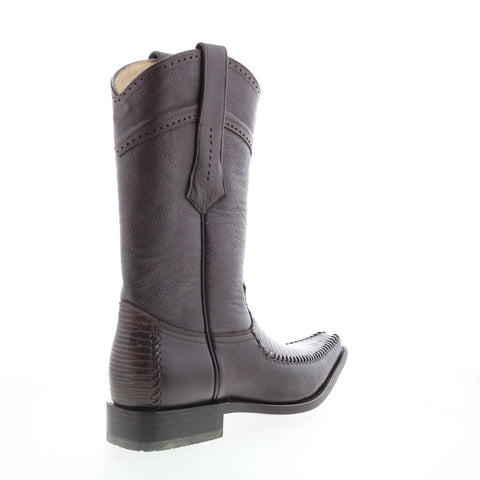 Los Altos Square Toe Lizard Teju 770707 Mens Brown Wide Cowboy Western Boots
