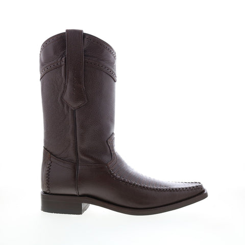 Los Altos Narrow Square Toe Teju Lizard Mens Brown Wide Cowboy Western Boots