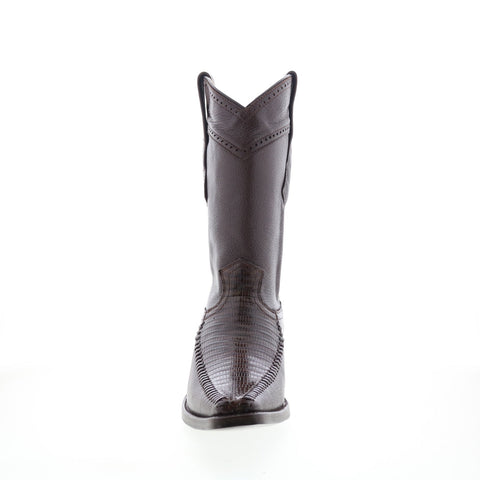 Los Altos Narrow Square Toe Teju Lizard Mens Brown Wide Cowboy Western Boots