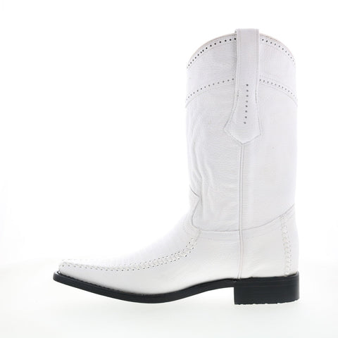 Los Altos Versace Square Toe Teju Lizard Deer Mens White Wide  Western Boots