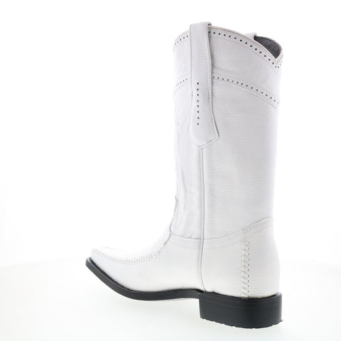Los Altos Versace Square Toe Teju Lizard Deer Mens White Wide  Western Boots