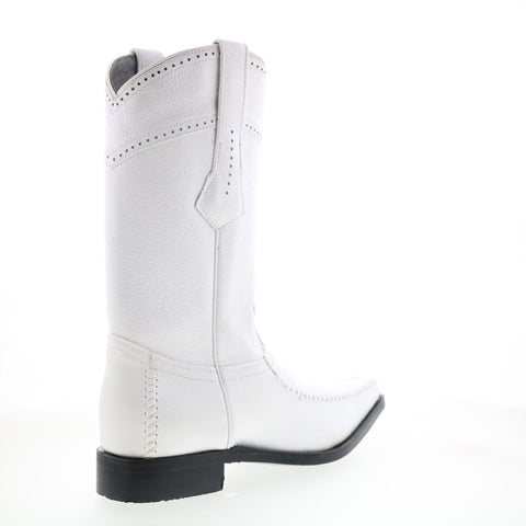 Los Altos Sqaure Toe Teju Lizard Mens White Wide Cowboy Western Boots