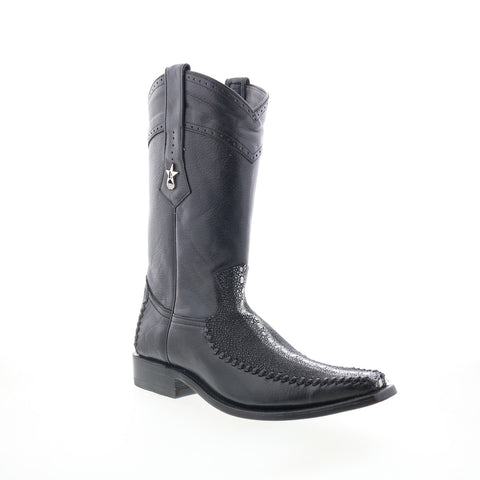 Los Altos European Square Toe 771105 Mens Black Wide Cowboy Western Boots