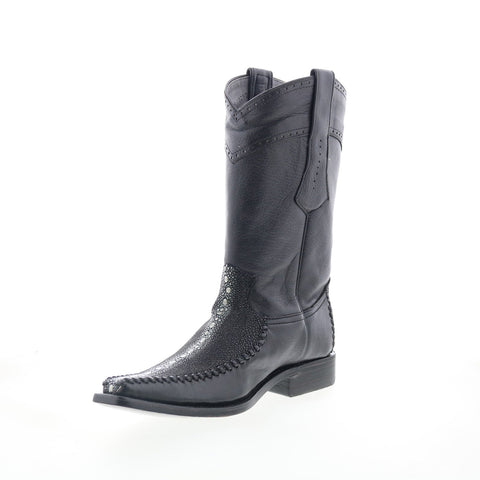 Los Altos European Square Toe 771105 Mens Black Wide Cowboy Western Boots