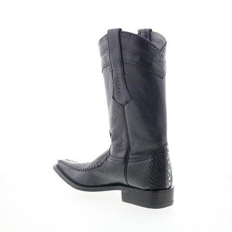 Los Altos European Square Toe 771105 Mens Black Wide Cowboy Western Boots