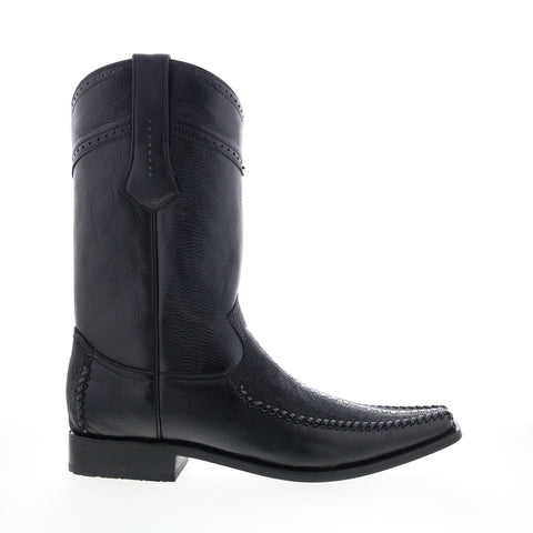 Los Altos Square Toe Stingray Rowstone Mens Black Wide Cowboy Western Boots