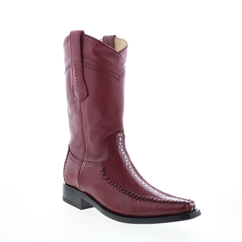 Los Altos  Square Toe Stingray Rowstone Mens Burgundy Wide Cowboy Western Boots