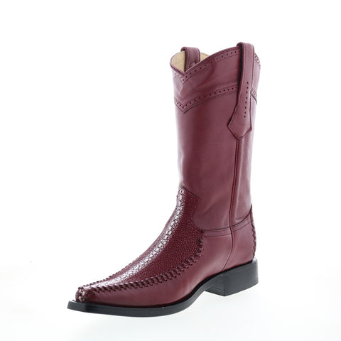 Los Altos  Square Toe Stingray Rowstone Mens Burgundy Wide Cowboy Western Boots