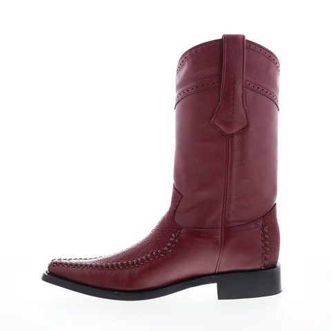 Los Altos  Square Toe Stingray Rowstone Mens Burgundy Wide Cowboy Western Boots