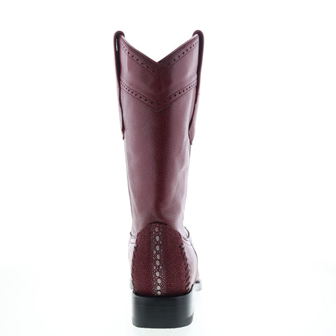 Los Altos  Square Toe Stingray Rowstone Mens Burgundy Wide Cowboy Western Boots