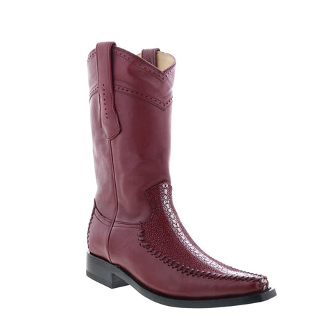 Los Altos Square Toe Stingray Rowstone Mens Burgundy Wide Cowboy Western Boots