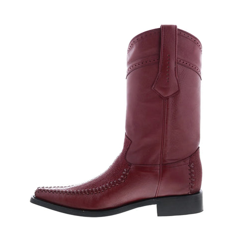 Los Altos Square Toe Stingray Rowstone Mens Burgundy Wide Cowboy Western Boots