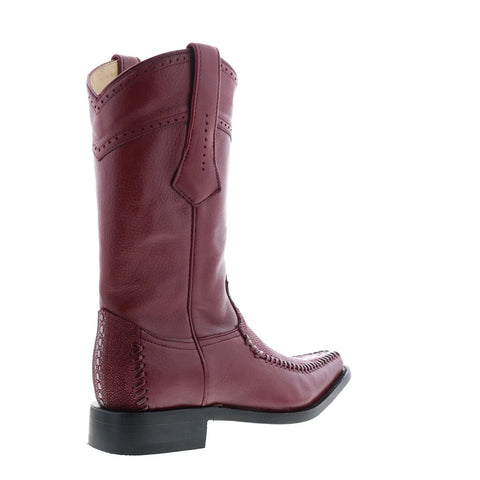 Los Altos Square Toe Stingray Rowstone Mens Burgundy Wide Cowboy Western Boots