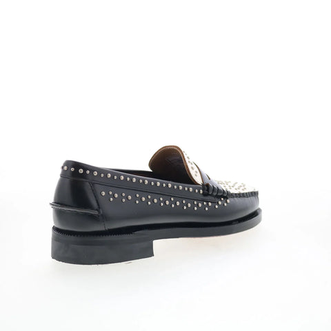 Sebago Dan Studs 77112RW-987 Mens Black Loafers & Slip Ons Penny Shoes