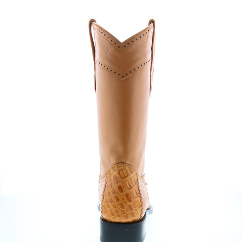 Los Altos Square Toe Caiman Belly Mens Brown Wide Cowboy Western Boots
