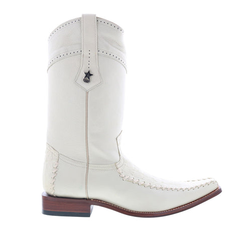Los Altos Square Toe Caiman Belly Mens White Wide Cowboy Western Boots