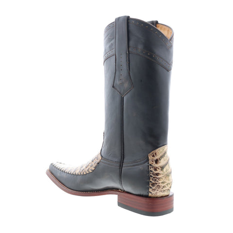 Los Altos Square Toe Caiman Belly Mens Green Wide Cowboy Western Boots