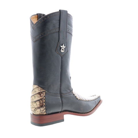 Los Altos Square Toe Caiman Belly Mens Green Wide Cowboy Western Boots