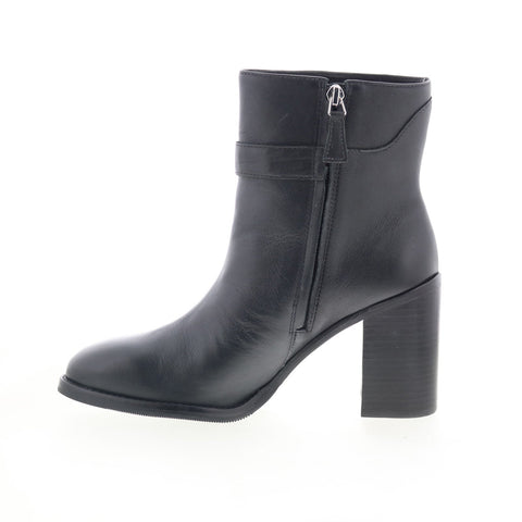 Johnston & Murphy 78-51695 Womens Black Leather Zipper Ankle & Booties Boots