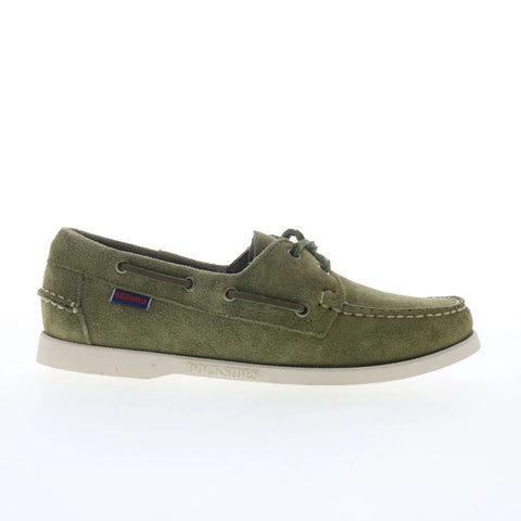 Sebago Portland Roughout Womens Green Suede Loafers & Slip Ons Boat Shoes