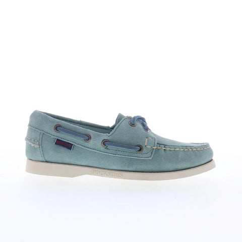Sebago Portland Roughout Womens Green Suede Loafers & Slip Ons Boat Shoes