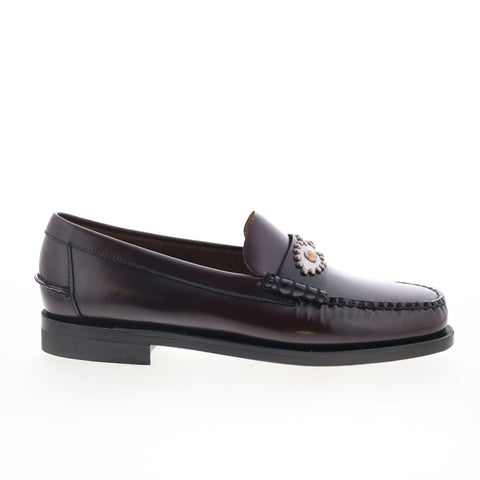 Sebago Classic Dan Eyes HTC LA Mens Brown Wide Leather Loafers Penny Shoes