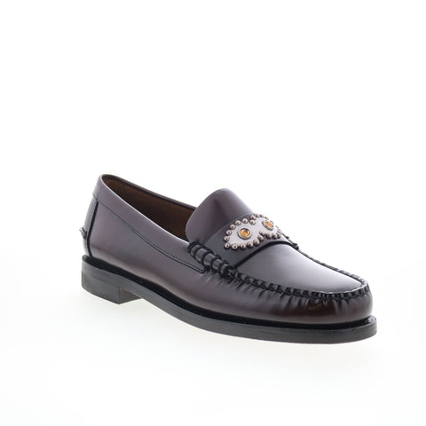 Sebago Classic Dan Eyes HTC LA Mens Brown Wide Leather Loafers Penny Shoes