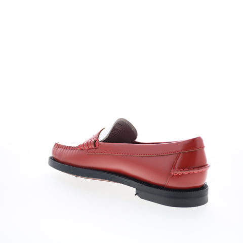 Sebago Classic Dan Gambling Womens Red Leather Loafers & Slip Ons Penny Shoes