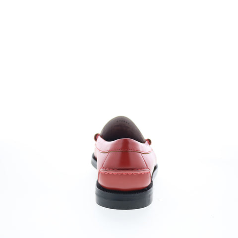 Sebago Classic Dan Gambling Womens Red Leather Loafers & Slip Ons Penny Shoes