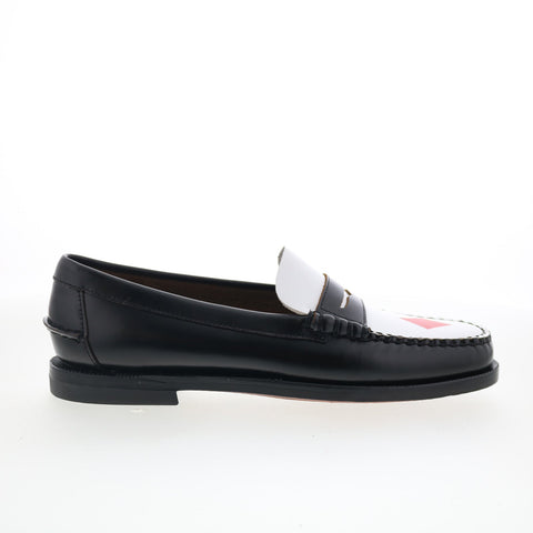 Sebago Classic Dan Gambling Womens Black Loafers & Slip Ons Penny Shoes
