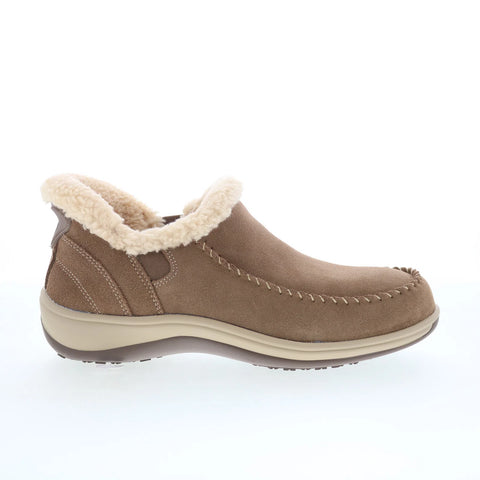 Orthofeet Lorin 80043 Womens Brown Suede Slip On Loafer Slippers Shoes