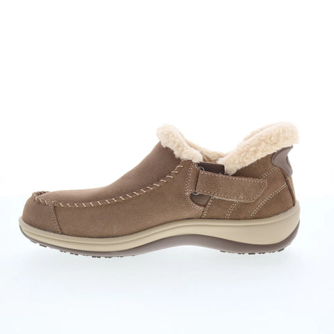 Orthofeet Lorin 80043 Womens Brown Suede Slip On Loafer Slippers Shoes
