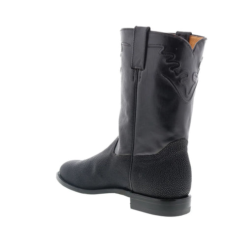 Los Altos Stingray Single Stone Roper Mens Black Wide Cowboy Western Boots