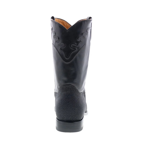 Los Altos Stingray Single Stone Roper Mens Black Wide Cowboy Western Boots