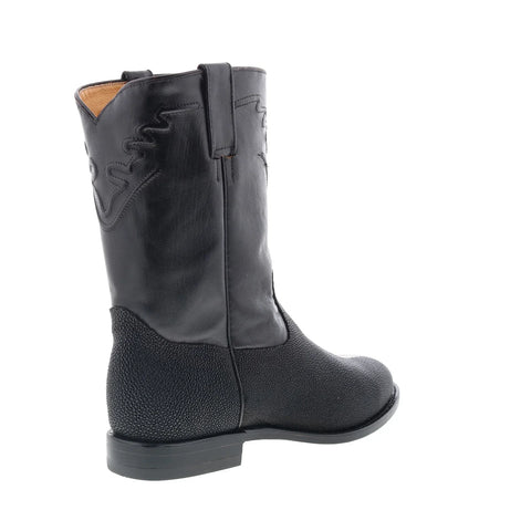 Los Altos Stingray Single Stone Roper Mens Black Wide Cowboy Western Boots